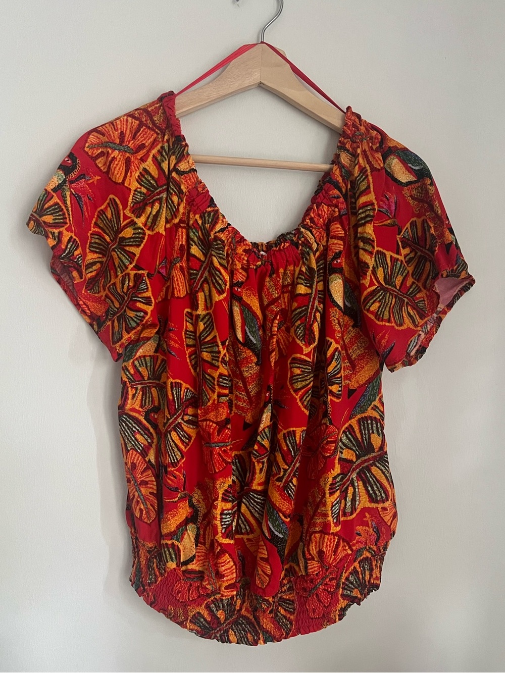 Christian Siriano New York Orange Tropical Floral Print Blouse